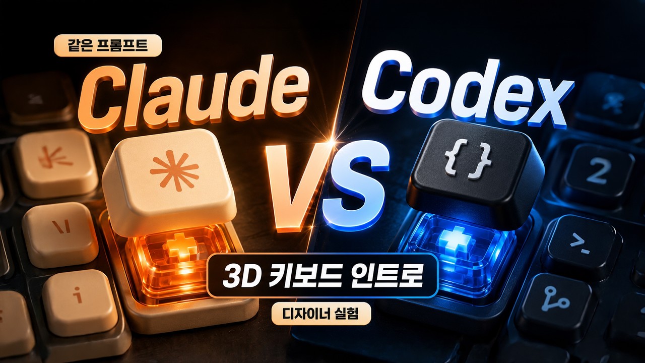 Claude vs Codex 3D 키보드 인트로 비교 영상 썸네일